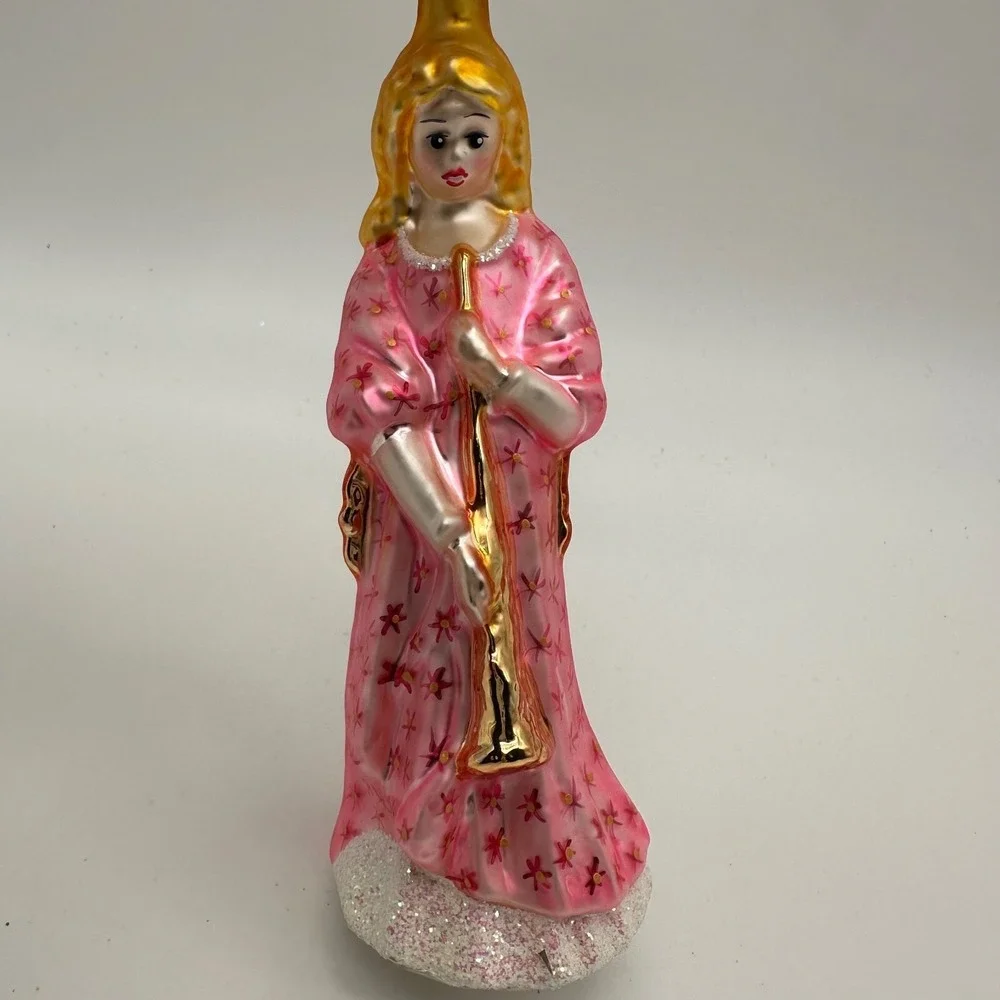 Christopher Radko HEAVENLY TRIUMPH 1996 Christmas Ornament, Angel, Horn, Pink‎